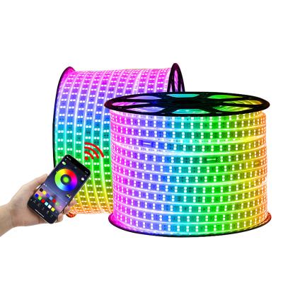 China Hot Selling Hotel Decoration RGB SMD5050 IP65 Outdoor Waterproof 12V Cable Led Strip Light for sale