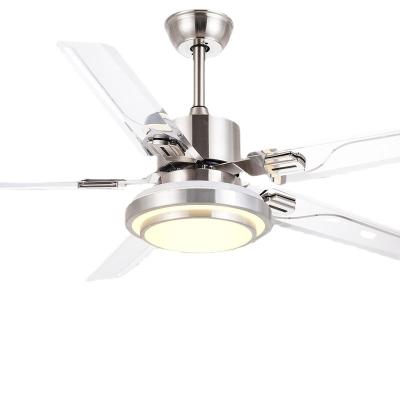 China Factory Supply Modern Baldes 52 Inch Stainless Steel Ceiling Fan With LED Light And Remote Control High Quality for sale