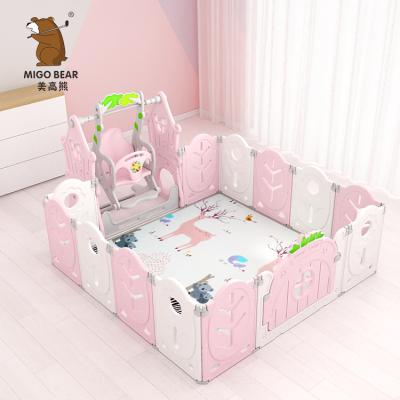 China Hot Selling High Quality Foldable HDPE New Forest Kids Play Fence Baby Playpen With Slide for sale