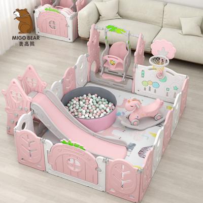 China Good Quality Foldable Baby Playpen Toys Bar Playpen Slide Swing Baby Activity Center Play Yard for sale