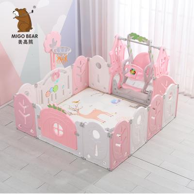 China Foldable Kids Play Indoor Plastic Baby Kids Yard Playpen Fence Safety Adult Playpen for sale