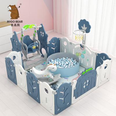 China Foldable Eco-Friendly Kids Baby Play Fence Playpen Plastic Toy Toddler Playpen With Mat for sale