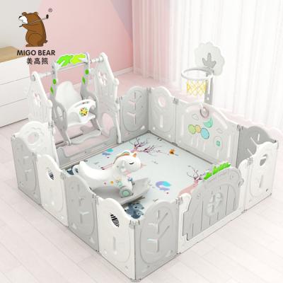 China Hot Sale Foldable Kids Folding Indoor Plastic Baby Play Yard Baby Safety Playpen Fence Kids for sale