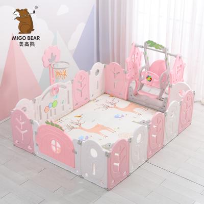 China Foldable Indoor Play Yard For Kids OEM Modern Baby Fence Playpen Safety Plastic Playpen for sale