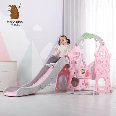 China New Kinds Play Plastic Indoor Tree House Kids Slide And Swing Home Use Indoor Child Slide Set Small For Kids for sale