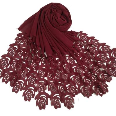 China With Rose Flower Color Malaysia Chiffon Hijab Plain Muslim Chiffon Scarf New Flower Fashion Style Women 2020 for sale