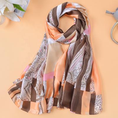 China 2020 new fashion luxury women's long scarf silk sunscreen shawl flowers printing silk scarf for sale