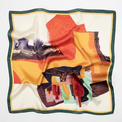 China 2021Colorful Plain Scarf Long Style Comfortable Design Women's Silk Square Scarf For Women for sale