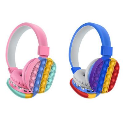 China Headband Cute Rainbow Color Matching Wireless Stereo Foldable Headphones for sale