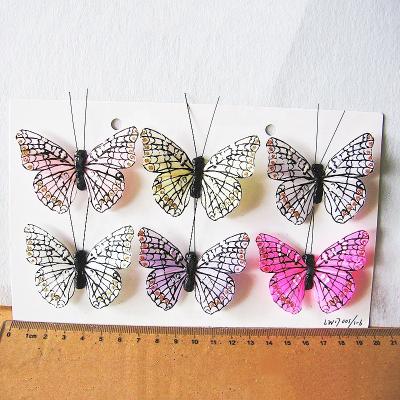 China MOSS 6 Colors Artificial Feather Butterflies for Garden Wedding for sale