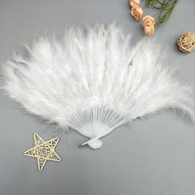 China Party Props Marabou Folding Feather Fan Dance Wedding Home Decor for sale