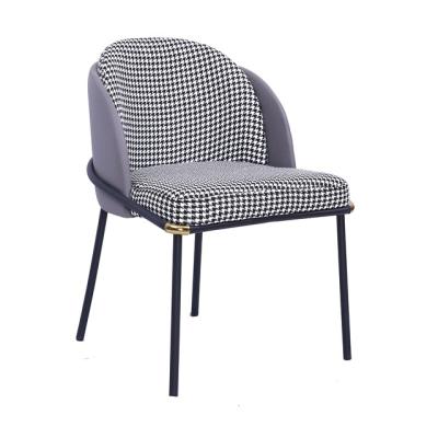 China Popular Nordic Houndstooth Pattern Design Velvet Fabric Dining Chairs Home Office Dining Chairs for sale