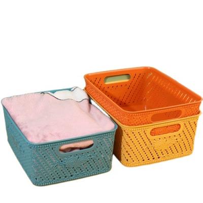 China Sustainable Stock Customized Plastic Toys Storage Basket Kitchen Pantry Storage Basket for sale