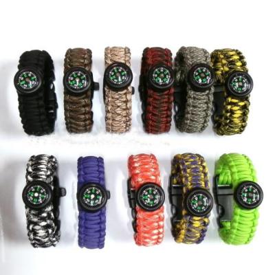 China Outdoor Universal Nylon Cords Compass Survivor Bracelet Flintstone Bracelet for sale