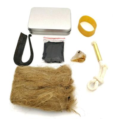 China Outdoor Survival Carbon Steel Fire Striker, English Flint Stone and Traditional Hand Forged Tank Cloth Fire Starter for sale