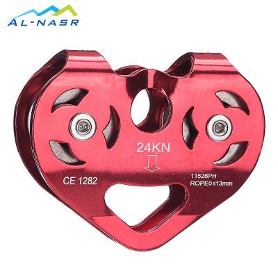 China Aluminum-Magnesium Alloy Forging Outdoor Rock Climb Mountaineer Exploration High Altitude Traverse Trolley Magnalium Twin Wheels Pulley for sale