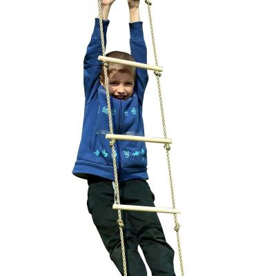 China Outdoor Furniture Kids Play Outdoor Indoor Floor Wooden Rope Ladder Toys Playground Games For Kids Climbing 5 Swing Rung PE Wooden Rope Ladder for sale