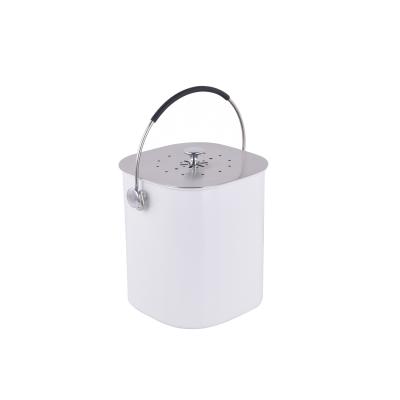 China Amazon Hot Sale Stainless Steel Sustainable Trash Bin For Kitchen Food Waste Rectangular 5L Compost Bin for sale