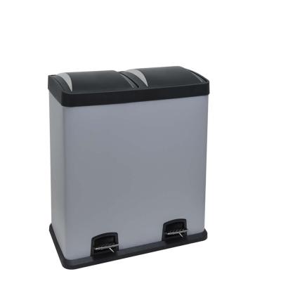 China Sustainable Stainless Steel Two Compartmented Recycle Pedal Bin With Filter for sale