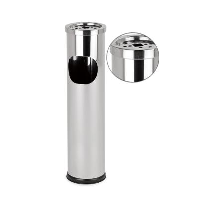 China Hot Selling Sustainable Hotel Lobby Stainless Steel Round Ashtray Holder Trash Bin With Ashtray for sale