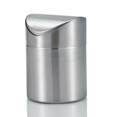 China Compact Design Stainless Steel Table Top Dust Bin Sustainable Trash Can For Car Swing Top Trash Can for sale