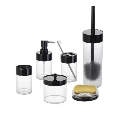 China Sustainable Modern Fashion Luxury Clear Bathroom Supplies Accessories Plastic Set for sale