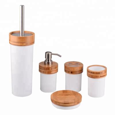 China Sustainable Wholesale Hotel Bathroom Decoration Accessories Plastic Bamboo Bathroom Set for sale