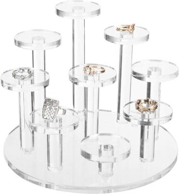 China Luxury/durable/high gloss/full print 9 tier clear acrylic display riser, retail jewelry ring and stand, brooch display stand for sale