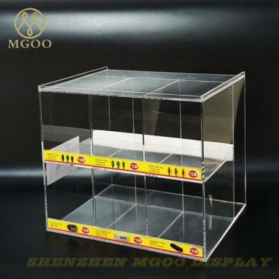 China Clear Acrylic Durable / 2 Tier High Gloss Countertop Acrylic Display Cabinet Display Case For Retail for sale