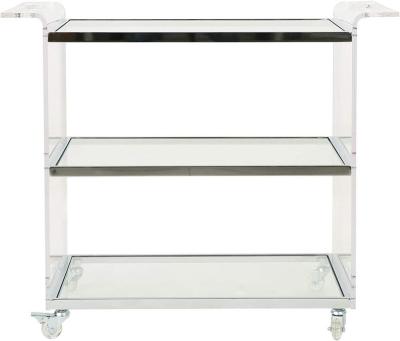 China High Gloss Acrylic Bar Cart With Glass Shelves for sale