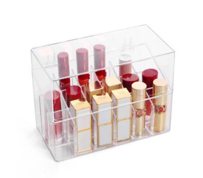 China Custom 18 Grids Sustainable Cosmetics Lipstick Holder Acrylic Lipstick Nail Polish Compartment Ending With Lid for sale