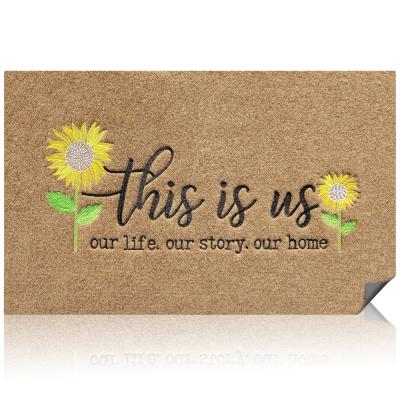 China Minimalist Home Mats Outdoor Sunflower Doormat for Front Door Kitchen Rugs This is Us Home Entrance Rubber Back Door Mat for Farmhouse D for sale