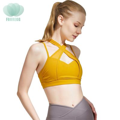 China Custom Logo Women Breathable Vest Shoulder Workout Clothes Sports Fitness Yoga Crossover Bra Set, Women Sports Bra For Yoga for sale