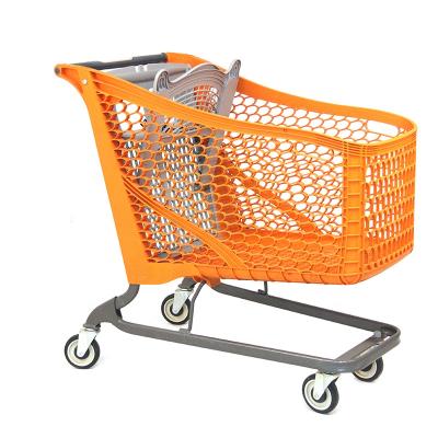 China Unfolding Plastic Supermarket Shopping Cart Plastic Shopping Trolley for sale