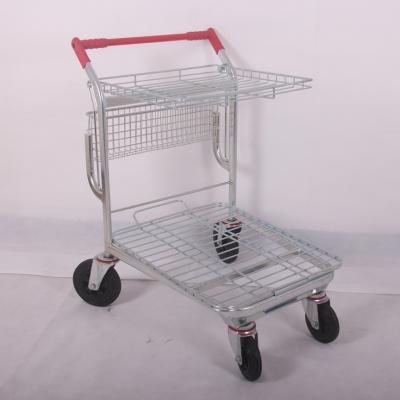 China Trolley Asia Unfolding Shopping Cart Hot Sale 250L Metal Shopping Cart With Double Decker Style for sale