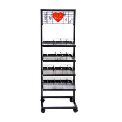 China Exhibition Products Grocery Metal Wire Storage Rack Supermarket Metal Display Stand With Wheel for sale