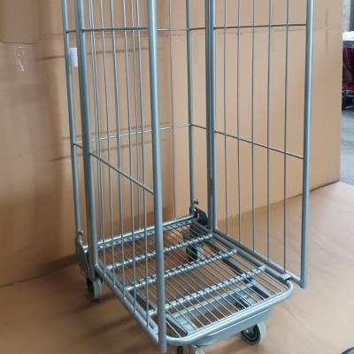 China Warehouse Trolley Four Wheels Steel Industrial Hand Truck Cart Platform Cart For Warehouse Stainless Industrial Green Color for sale