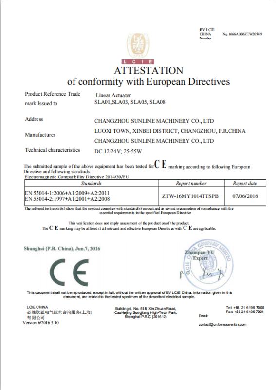 CE - Changzhou Sunline Machinery Co., Ltd.