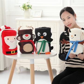 China HOT Cartoon Santa Claus Doll Kids Nap Blanket Pillow Cover Room Portable Air-Conditioned Roll Christmas Gift for sale