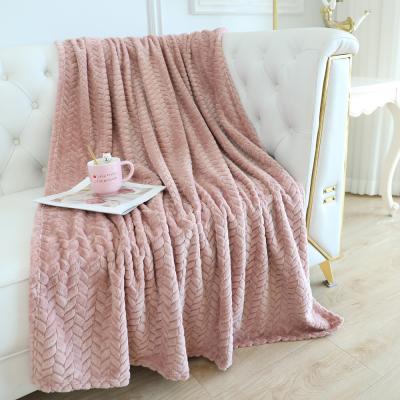 China Wholesale Super Soft Anti-pilling Jacquard Bed Microfiber Flannel Fleece Blanket Throw Blanket Factory Best for sale