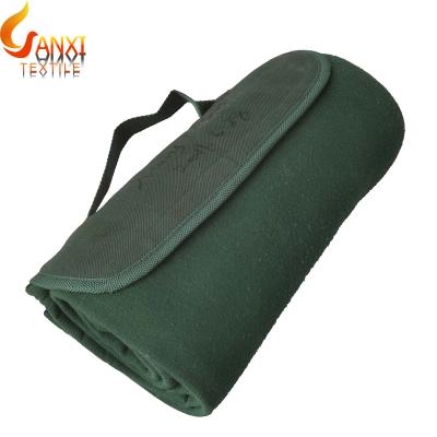 China Anti-pilling Customize LOGO Foldable 100 Polyester 50 x 60 inch Shear Travel Camping Throw Blanket In Pocket for sale