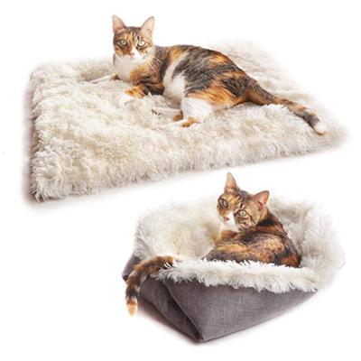 China Viable Fur Animal Faux Cat Pet Blanket Sherpa Bed 2 in 1 Multifunctional Blankets for Dog for sale