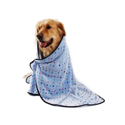 China Dog Animal Print Velvet Anti-pilling Bath Towel Pet Cover Absorbent Blanket Coral Body Blanket for sale