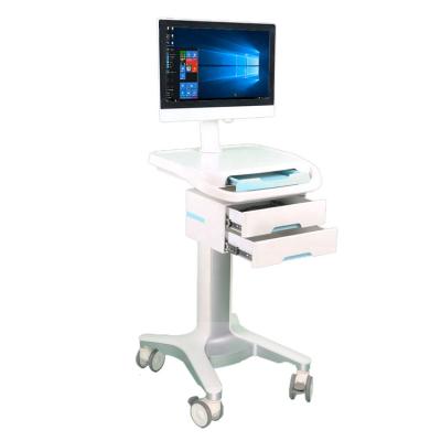 China Sonkal Medical Trolley Rolling Height Laptop Computer Cart Hospital Adjustable Medical ABS Trolley for sale