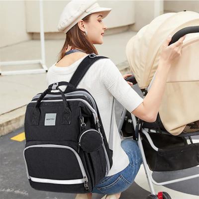 China With LOGO Portable Folding Baby Crib Mother and Baby Bag USB Mama Bag Custom Diaper Bag Hot Sale Baby Products Large Capacity Bag for sale