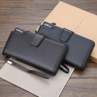 China Solar Panel Business Men PU Leather Long Clutch Card Holder Purse Cell Phone Clips Wallets Customized Designer For Sale for sale