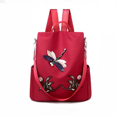 China 2021 New Fashion Embroidered Dragonfly Backpack School Messenger Travel Bags For Women for sale