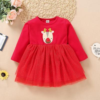 China Lovely Breathable Cotton Baby Dress Christmas Red Color Dress For Baby 1 Year Old Cotton OEM Kids Baby Casual Dress for sale