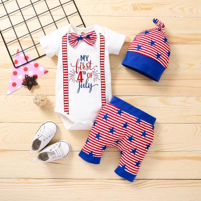 China New Arrival Breathable USA Eco-Friendly Baby Clothes Wholesale Baby Rompers America Independence Day Day Romper 2021 Cheapest for sale