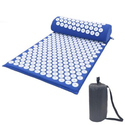 China Eco-Friendly Natural Canvas Acupressure Mat And Pillow Set Massage Mat Gift Back Neck PVC Acupuncture Pain for sale